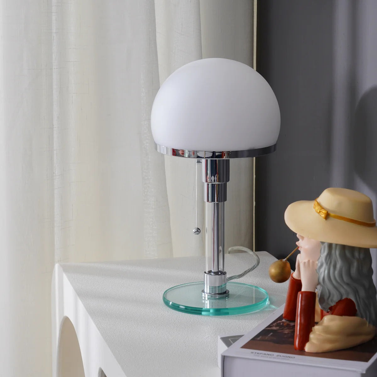 Modern Hemispherical Chrome Table Lamp with Glass Shade – Indoor Lighting 8