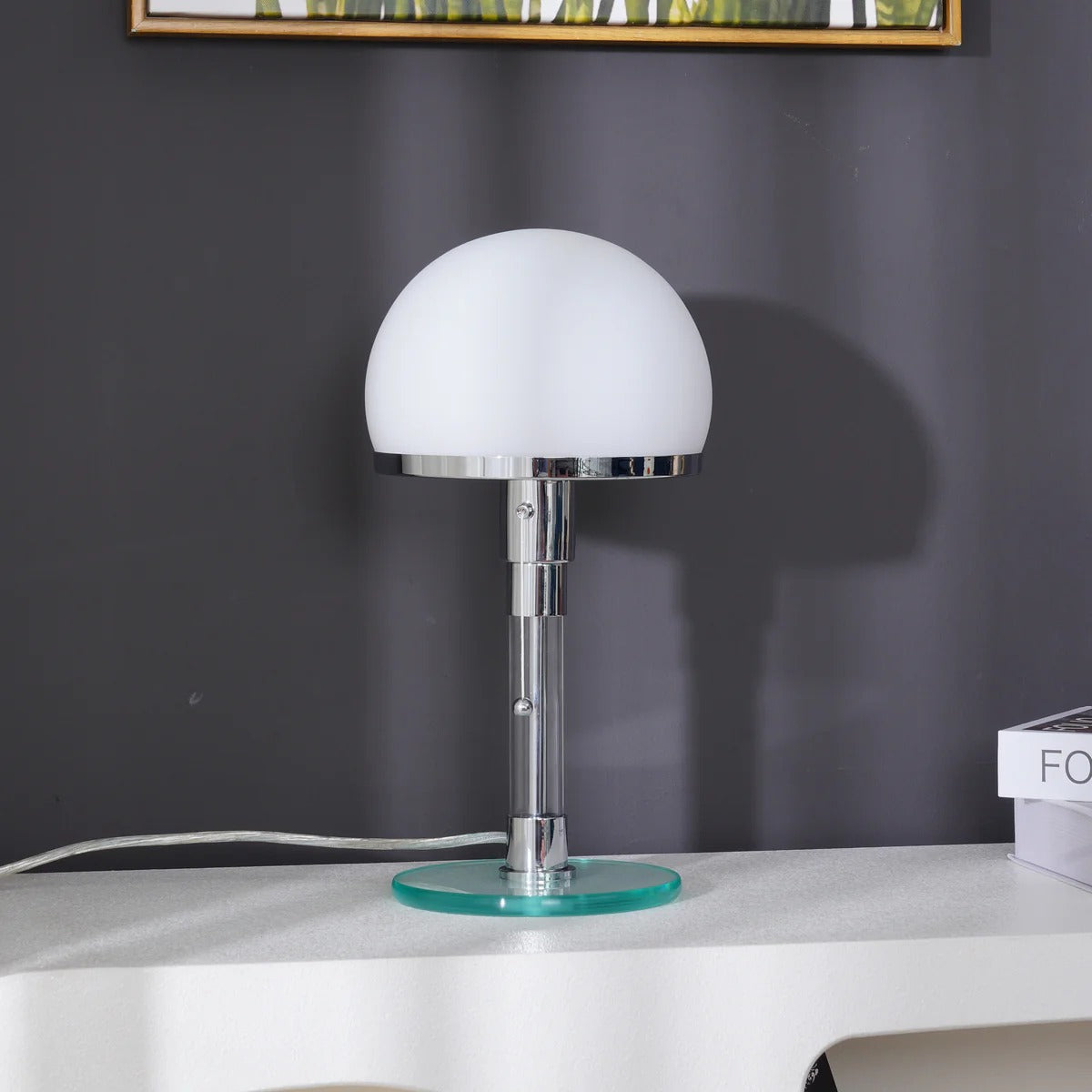 Modern Hemispherical Chrome Table Lamp with Glass Shade – Indoor Lighting 9