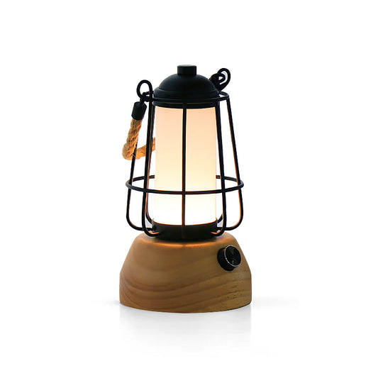 Hemp Rope Outdoor Table Lamp – Rustic Lantern Style with Integrated LED 1