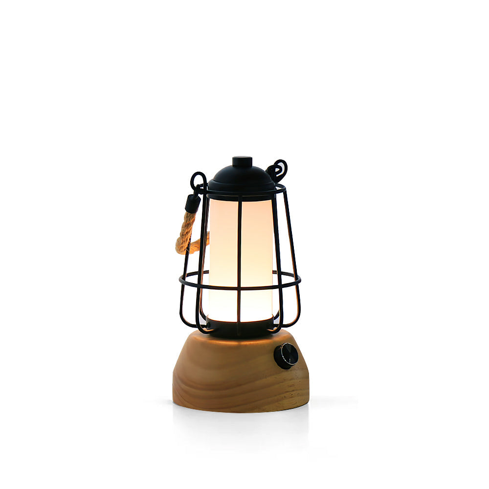 Hemp Rope Outdoor Table Lamp – Rustic Lantern Style with Integrated LED 2