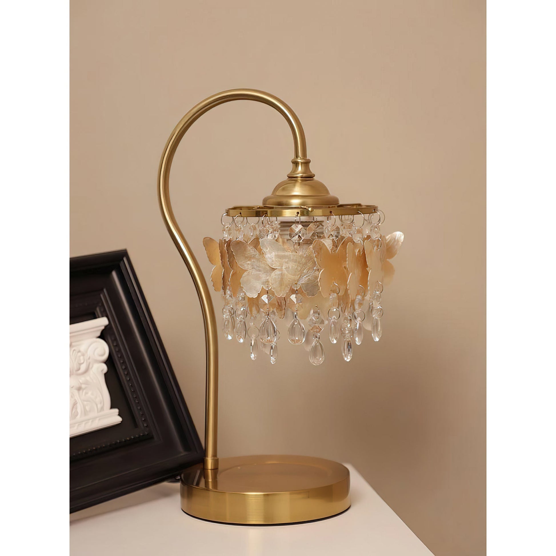 Elegant Table Lamp with Crystal Accents and Golden Metal Frame – 15 for Bedside or Living Room 3