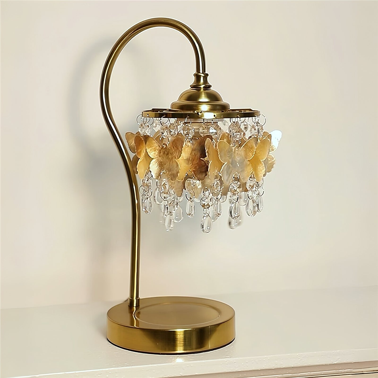Elegant Table Lamp with Crystal Accents and Golden Metal Frame – 15 for Bedside or Living Room 5