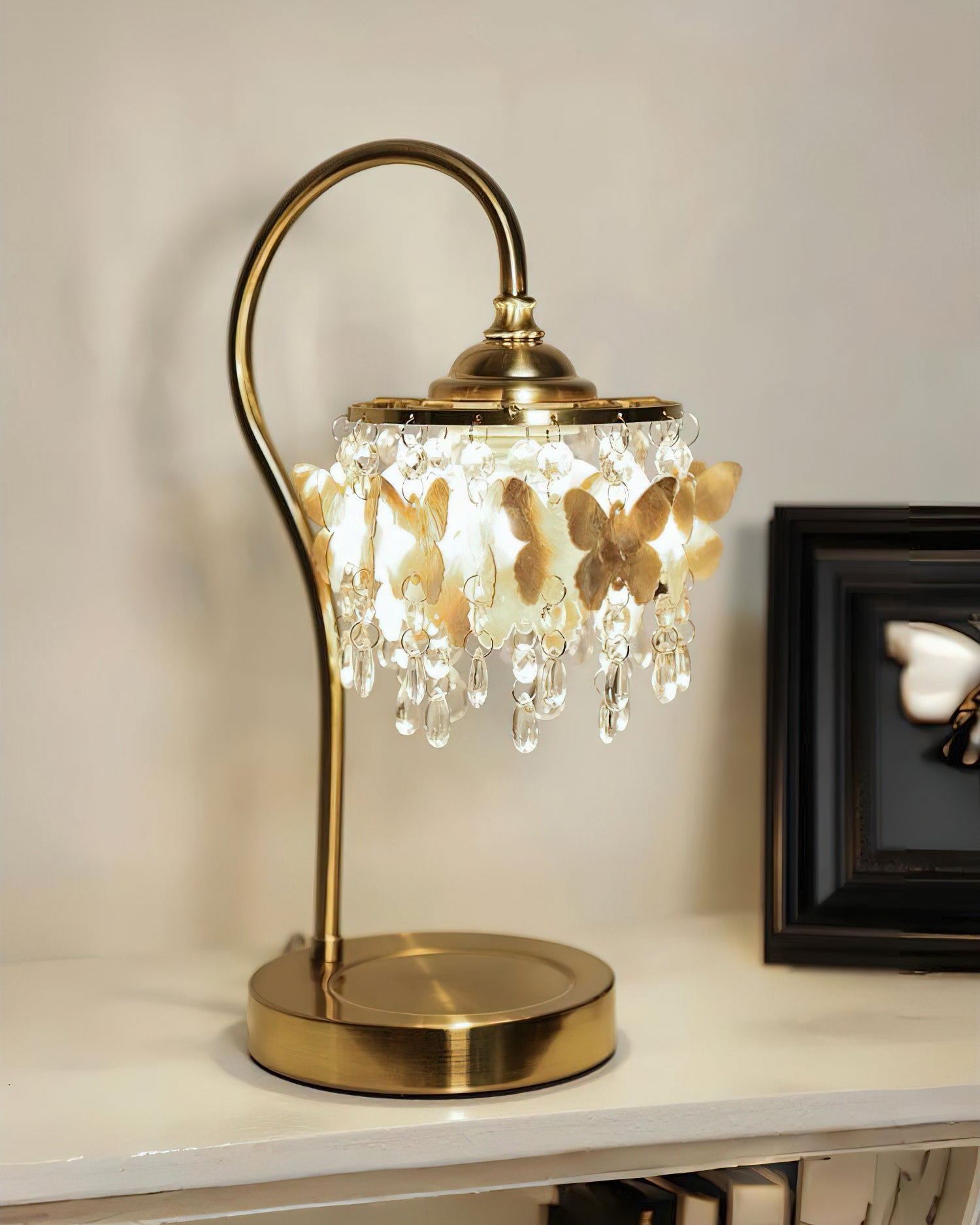 Elegant Table Lamp with Crystal Accents and Golden Metal Frame – 15 for Bedside or Living Room 7