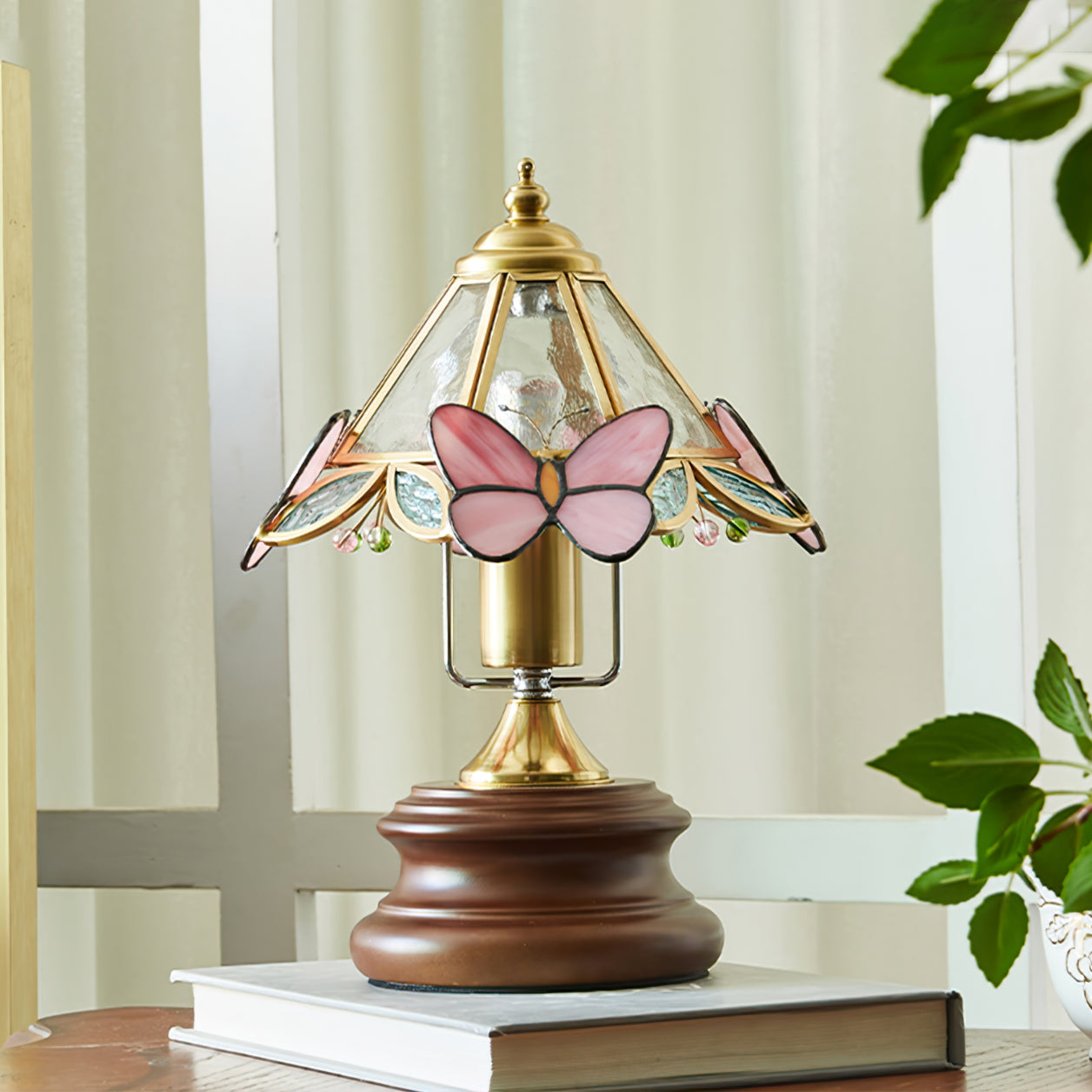Elegant Butterfly Table Lamp with Glass Shade – Indoor Lighting Fixture 2