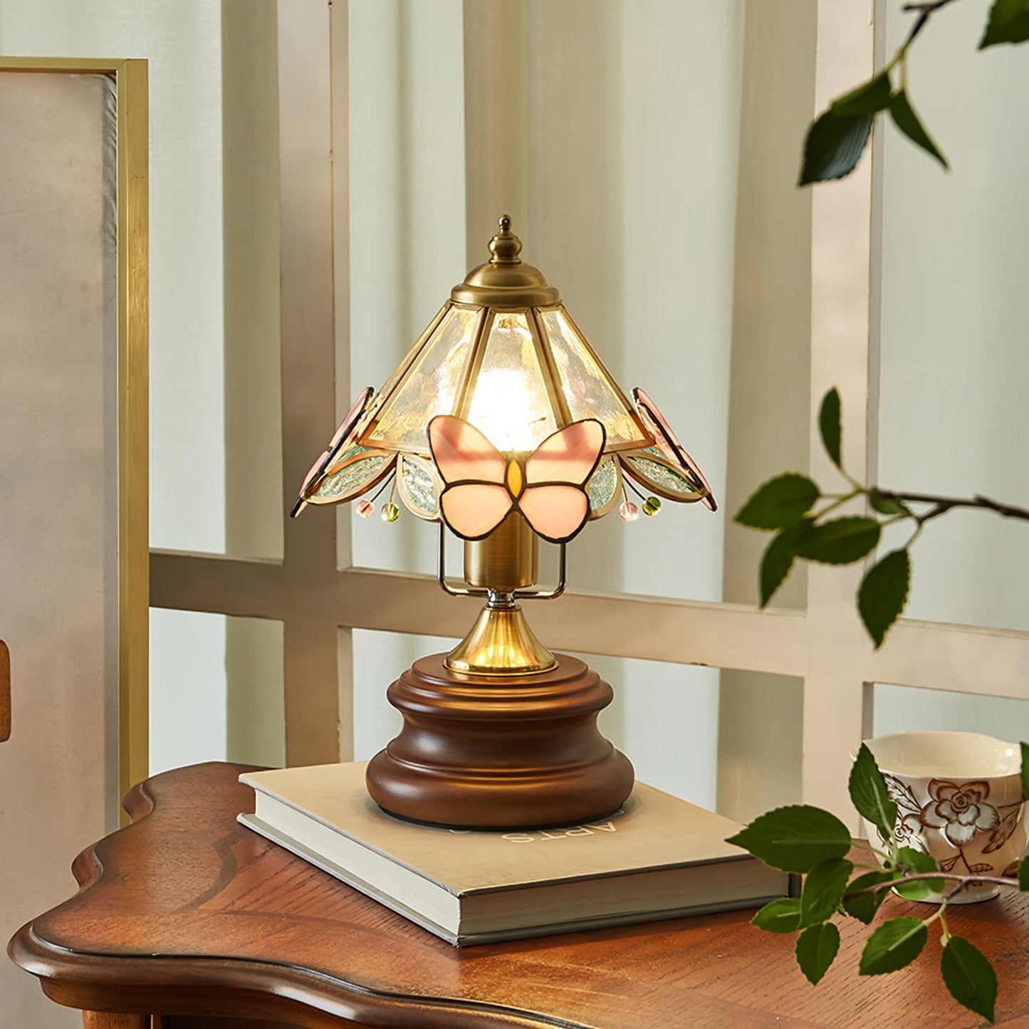 Elegant Butterfly Table Lamp with Glass Shade – Indoor Lighting Fixture 5