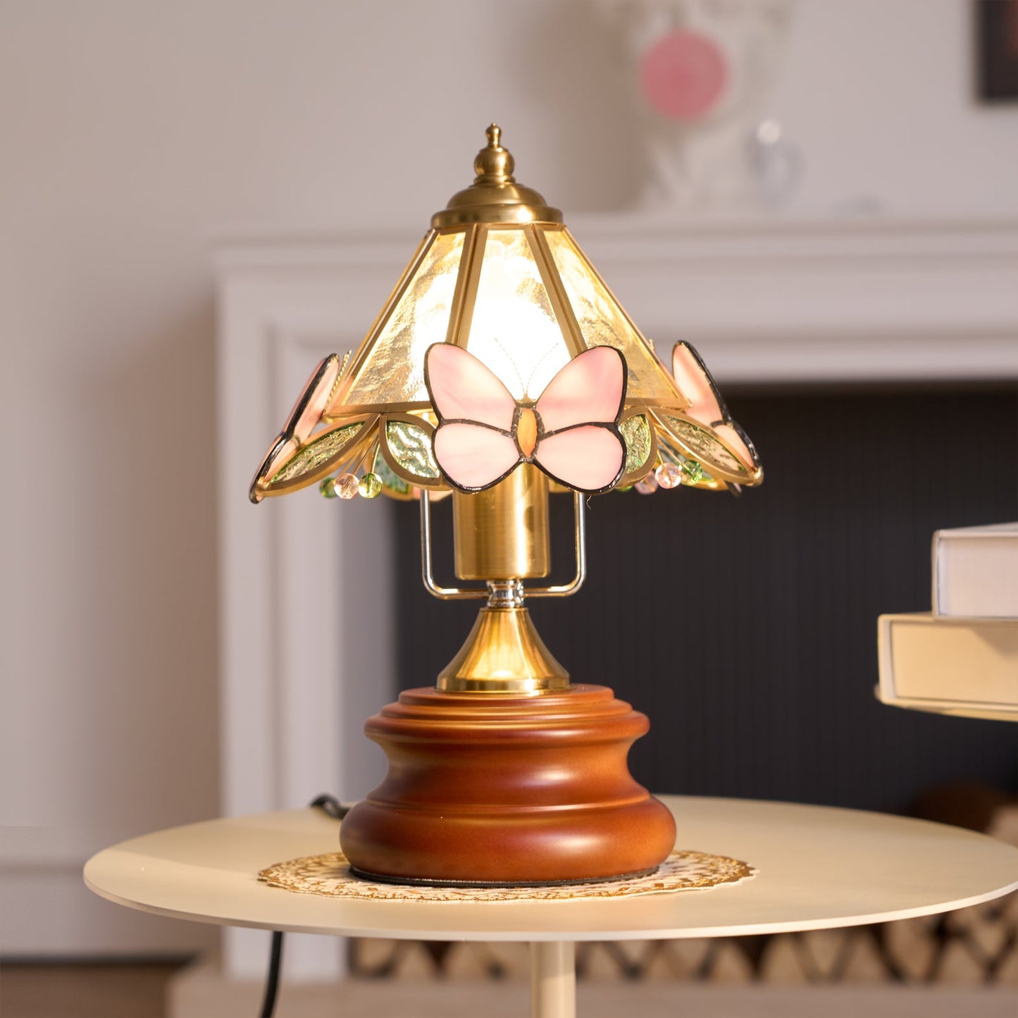 Elegant Butterfly Table Lamp with Glass Shade – Indoor Lighting Fixture 6