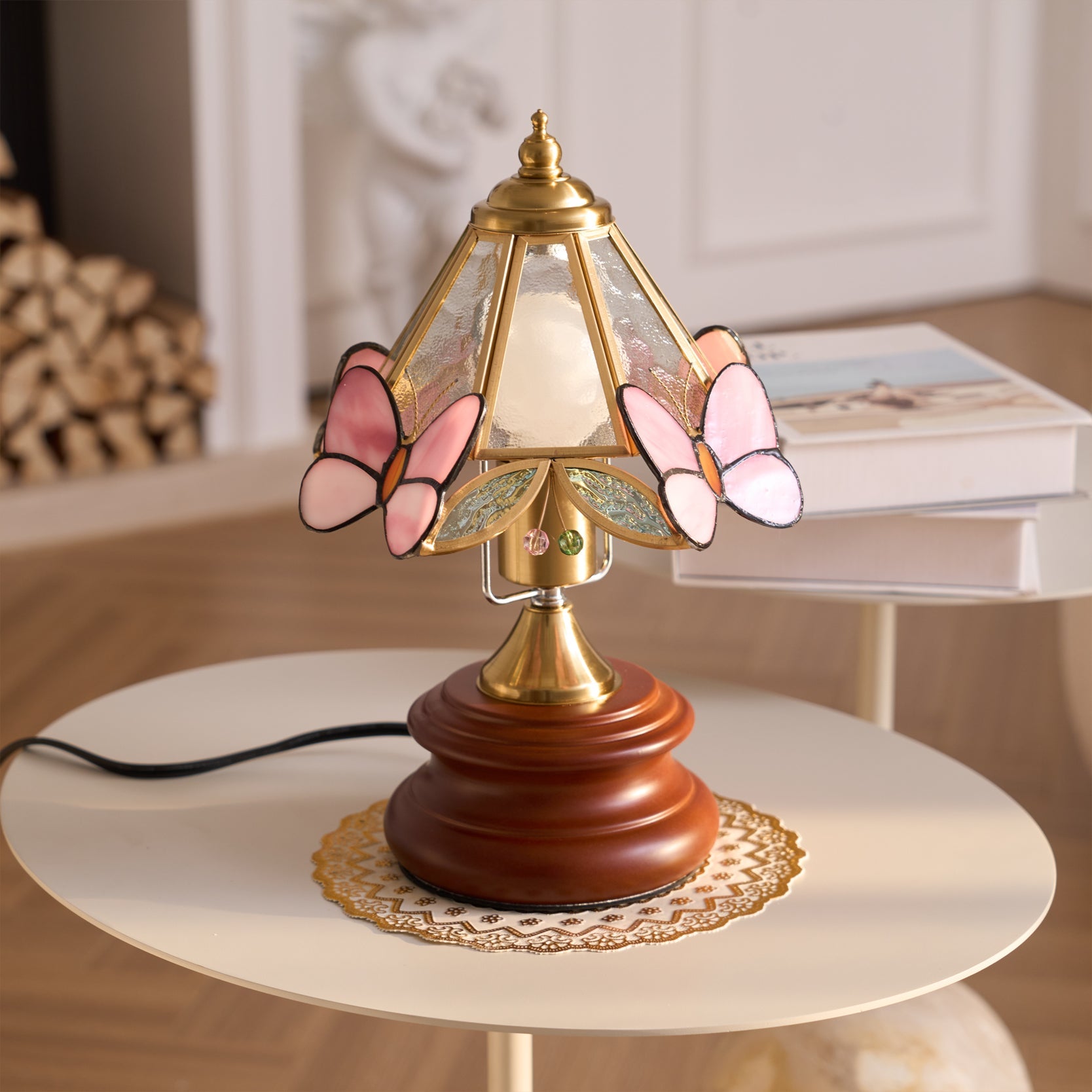 Elegant Butterfly Table Lamp with Glass Shade – Indoor Lighting Fixture 8