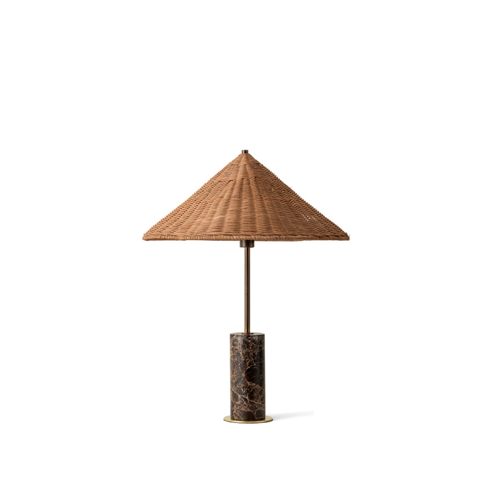 Stylish Jute and Marble Table Lamp with Rattan Shade – Ideal for Bedside or Desk 2