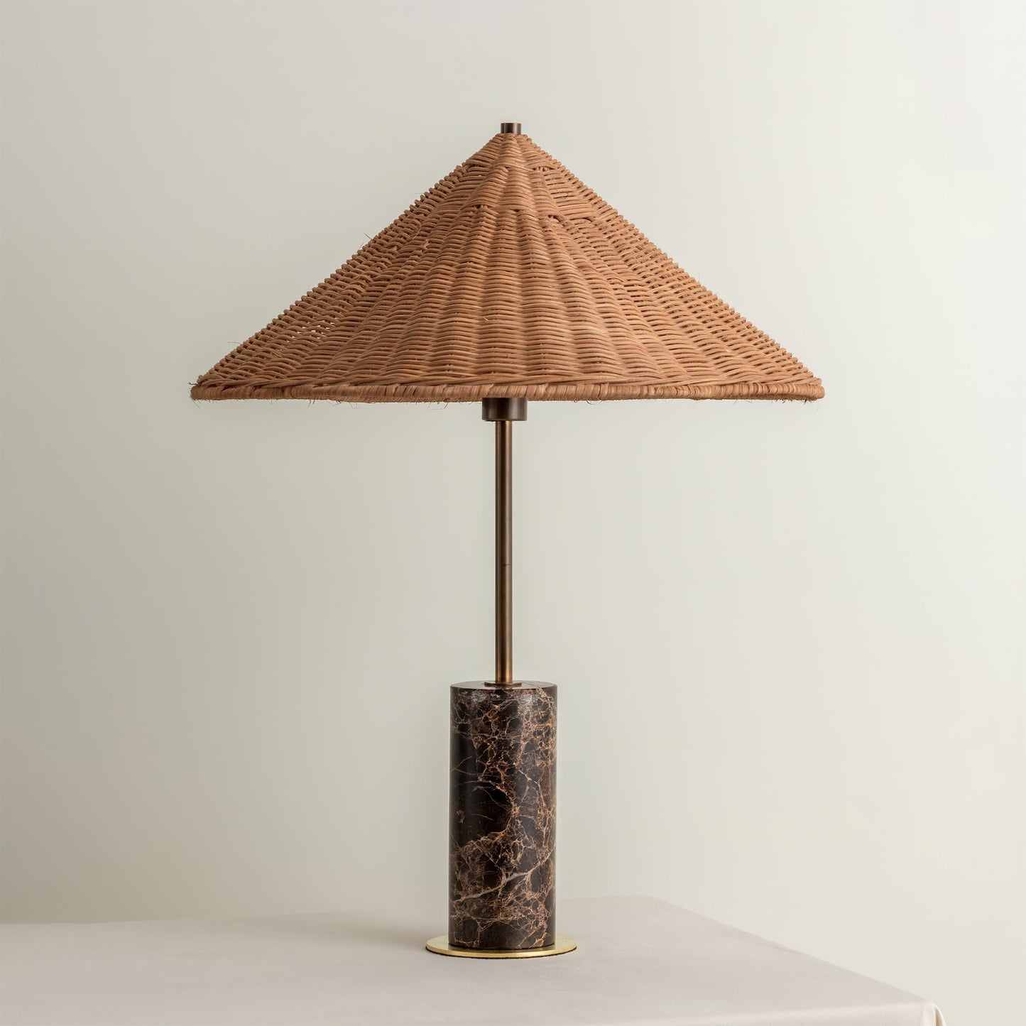 Stylish Jute and Marble Table Lamp with Rattan Shade – Ideal for Bedside or Desk 4