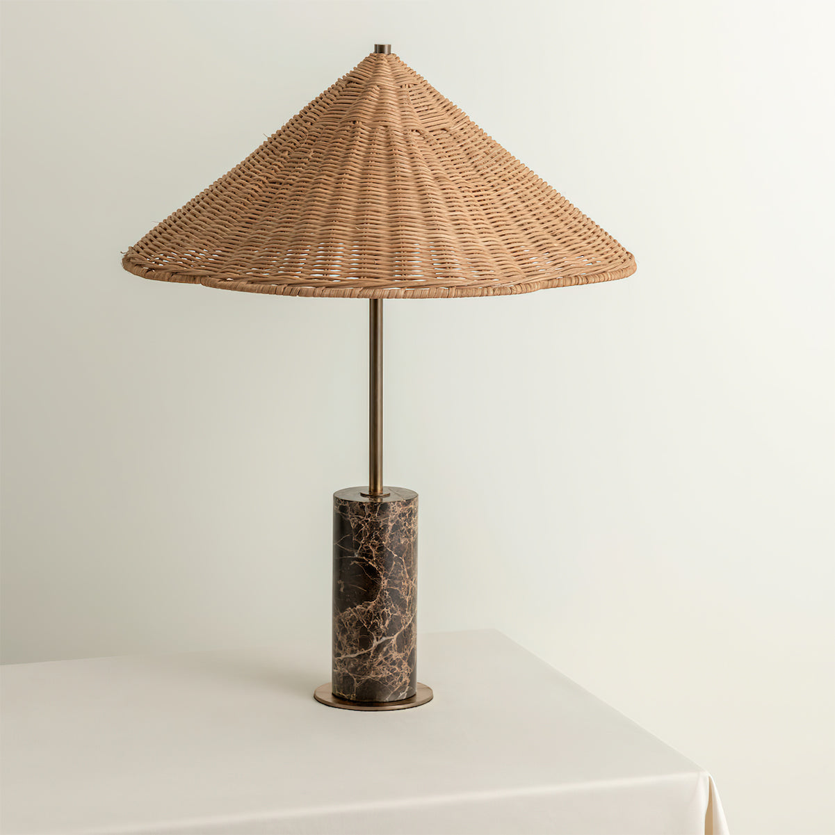 Stylish Jute and Marble Table Lamp with Rattan Shade – Ideal for Bedside or Desk 5