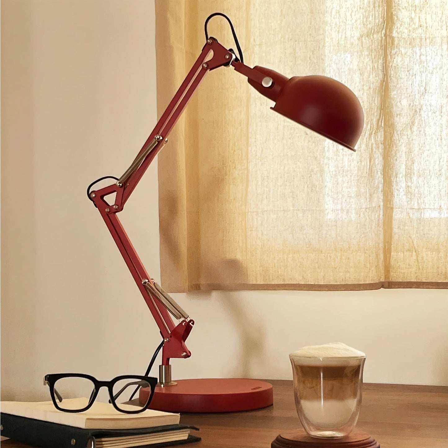 Adjustable Red Table Lamp with Metal Body – Modern Indoor Lighting 5