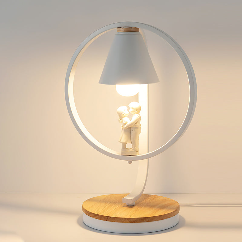Artistic Table Lamp with Bird Design - Wooden Base and White Shade for Bedroom or Living Room 11