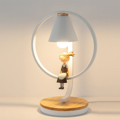 Artistic Table Lamp with Bird Design - Wooden Base and White Shade for Bedroom or Living Room 12