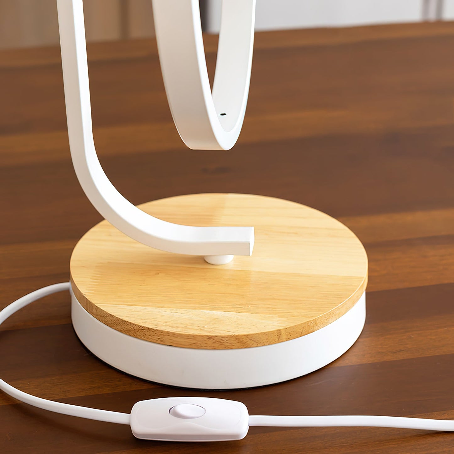 Artistic Table Lamp with Bird Design - Wooden Base and White Shade for Bedroom or Living Room 7