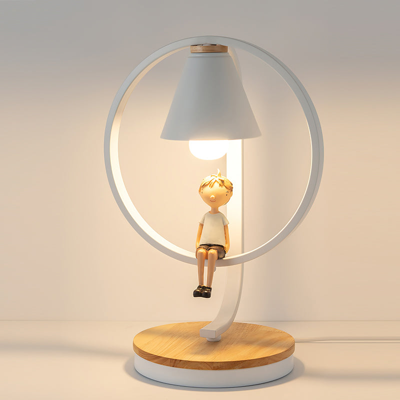 Artistic Table Lamp with Bird Design - Wooden Base and White Shade for Bedroom or Living Room 10