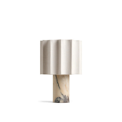 Battery-Powered Table Lamp with Marble Base and Fabric Shade – 19cm Diameter 2