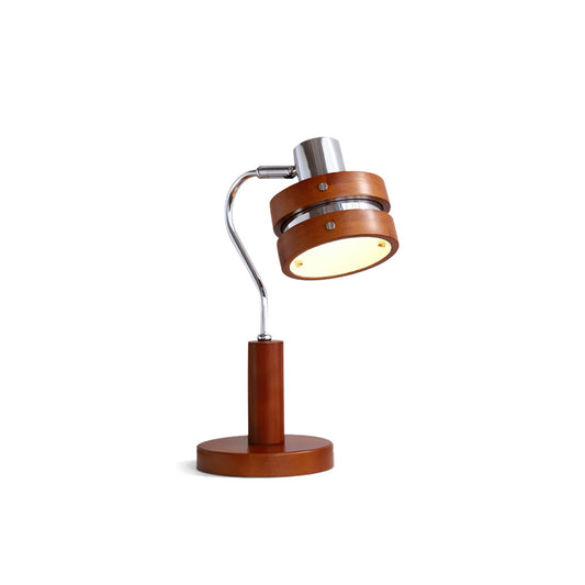 Modern Table Lamp with Swiveling Metal Head and Wooden Frame – 20cm Diameter 1