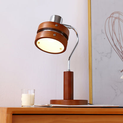 Modern Table Lamp with Swiveling Metal Head and Wooden Frame – 20cm Diameter 3