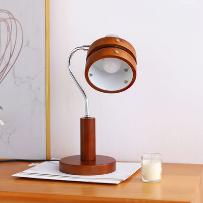 Modern Table Lamp with Swiveling Metal Head and Wooden Frame – 20cm Diameter 5