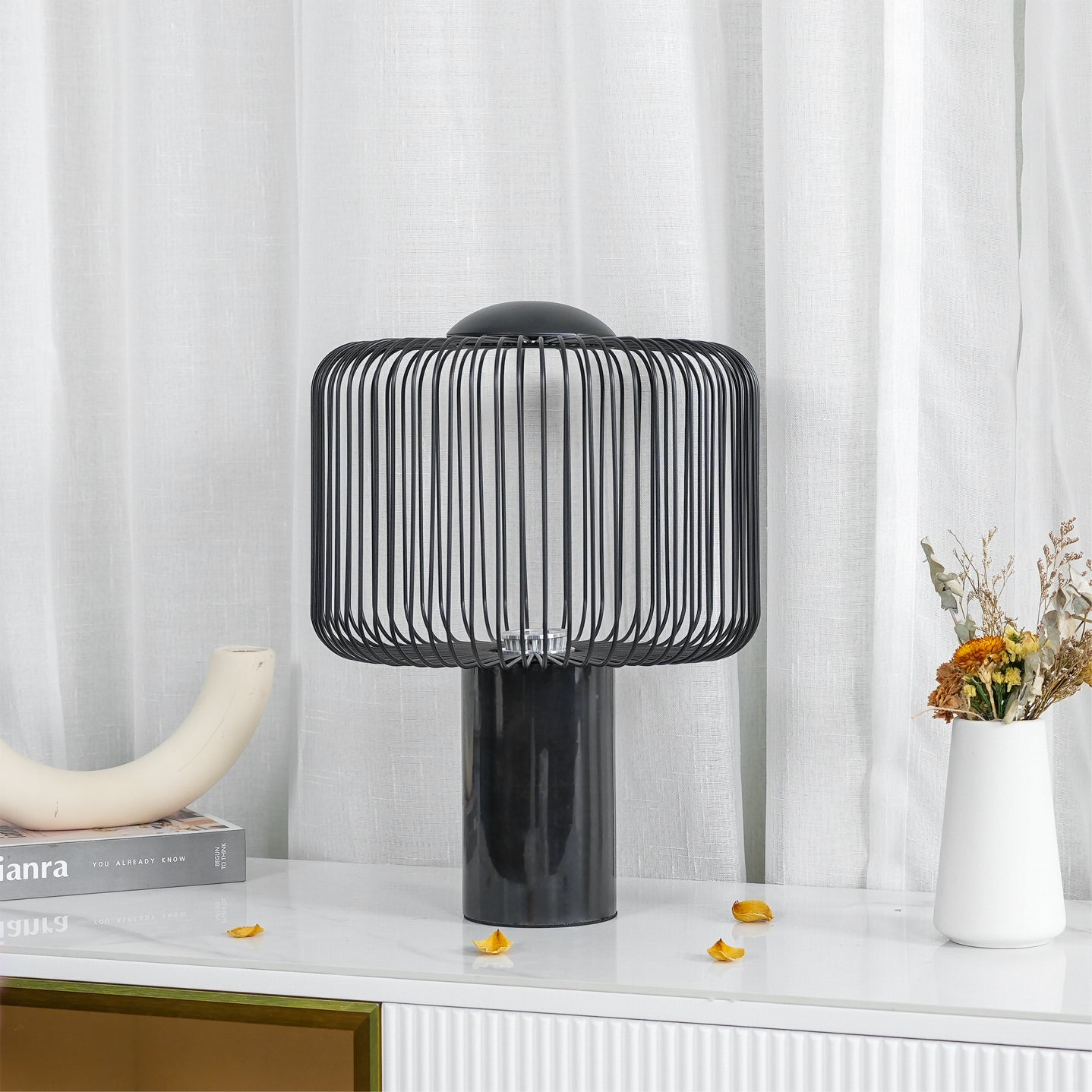 Modern Table Lamp with Black Marble Base and Integrated LED – Chic Home Lighting 3