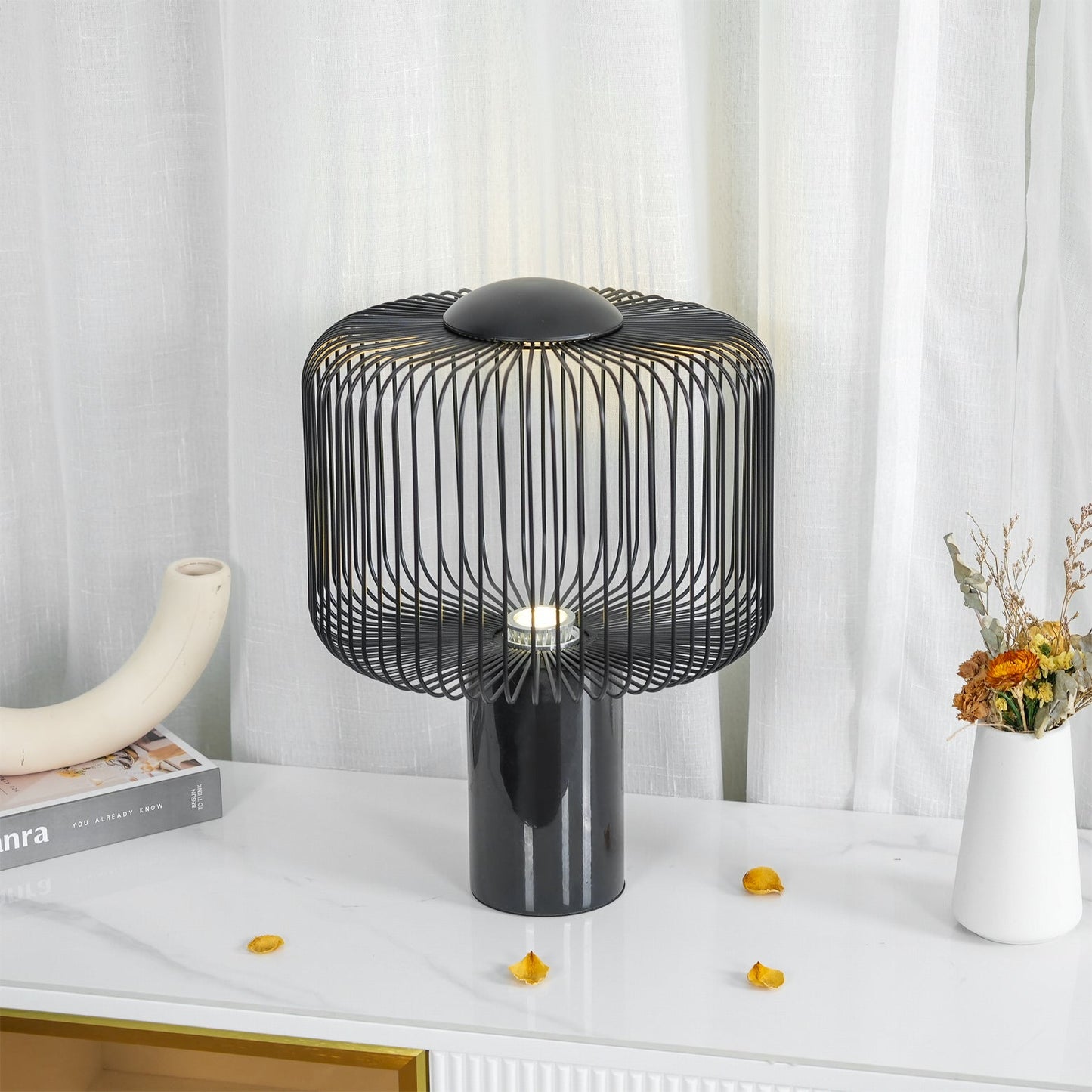 Modern Table Lamp with Black Marble Base and Integrated LED – Chic Home Lighting 7