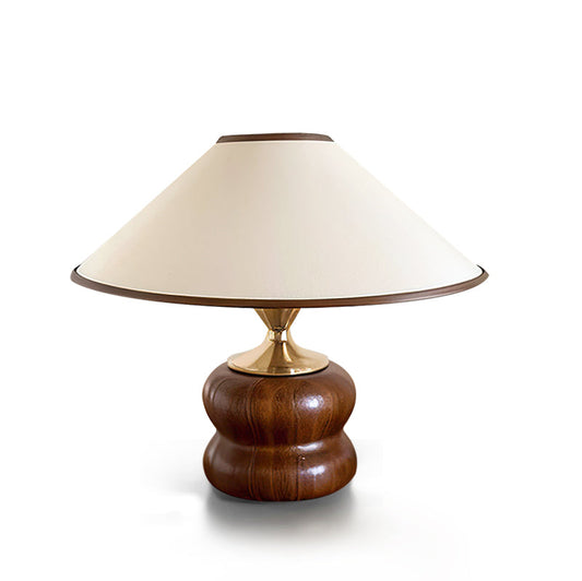 Elegant Wooden Table Lamp with Brass Accent – 32cm for Living Room or Bedroom 1