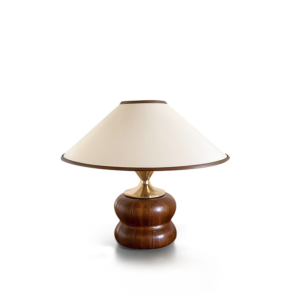 Elegant Wooden Table Lamp with Brass Accent – 32cm for Living Room or Bedroom 2