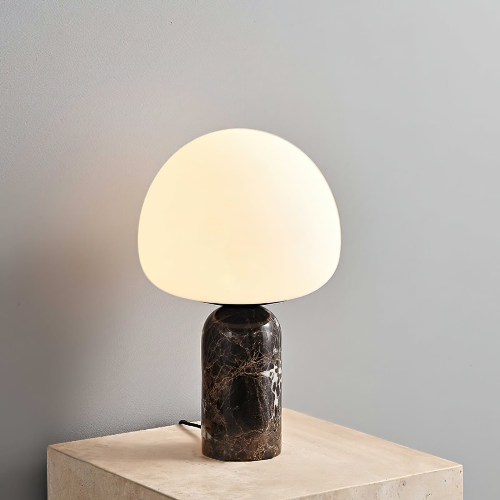 Elegant Table Lamp with Marble Base and Glass Shade – Minimalist Nightstand or Desk Lamp 3