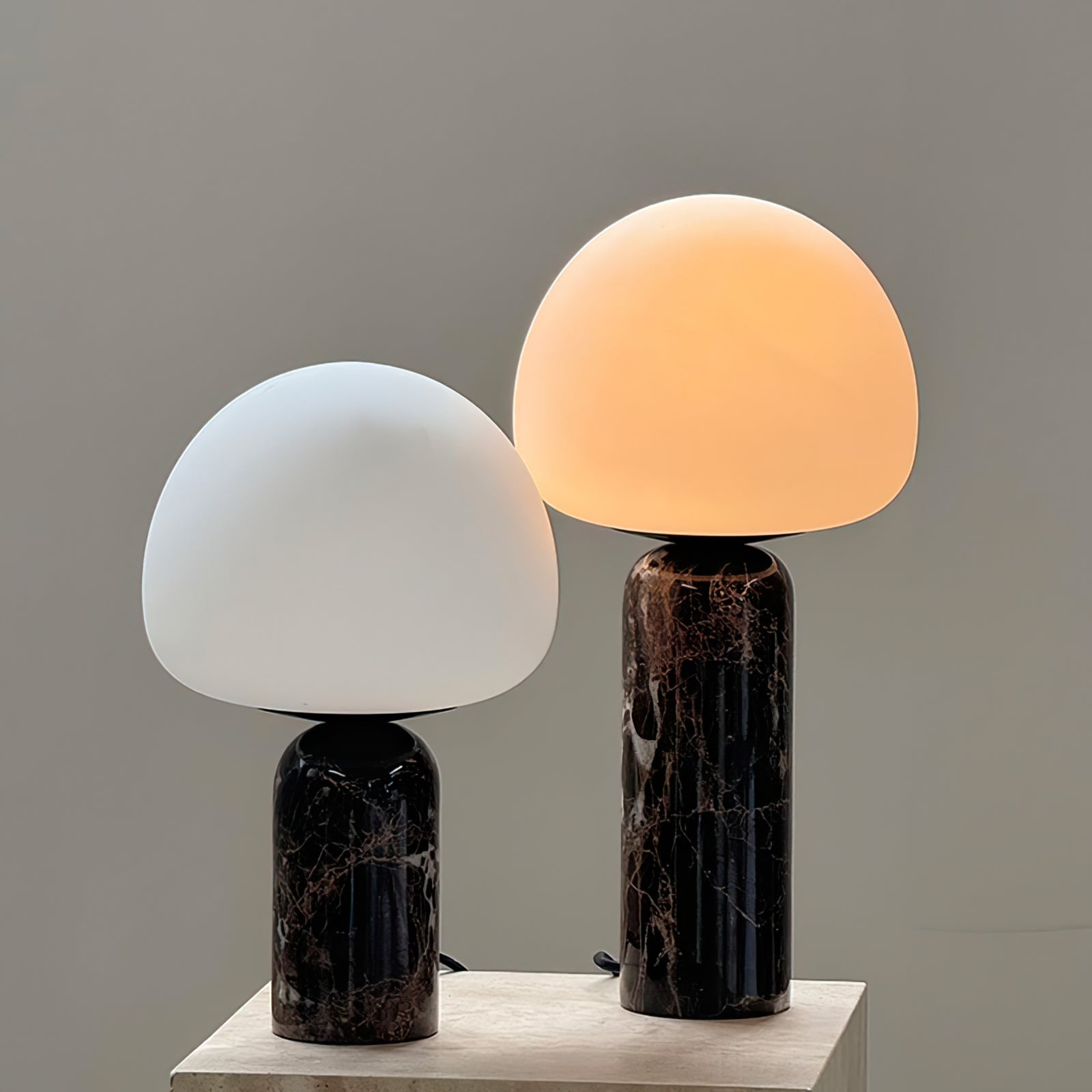Elegant Table Lamp with Marble Base and Glass Shade – Minimalist Nightstand or Desk Lamp 4