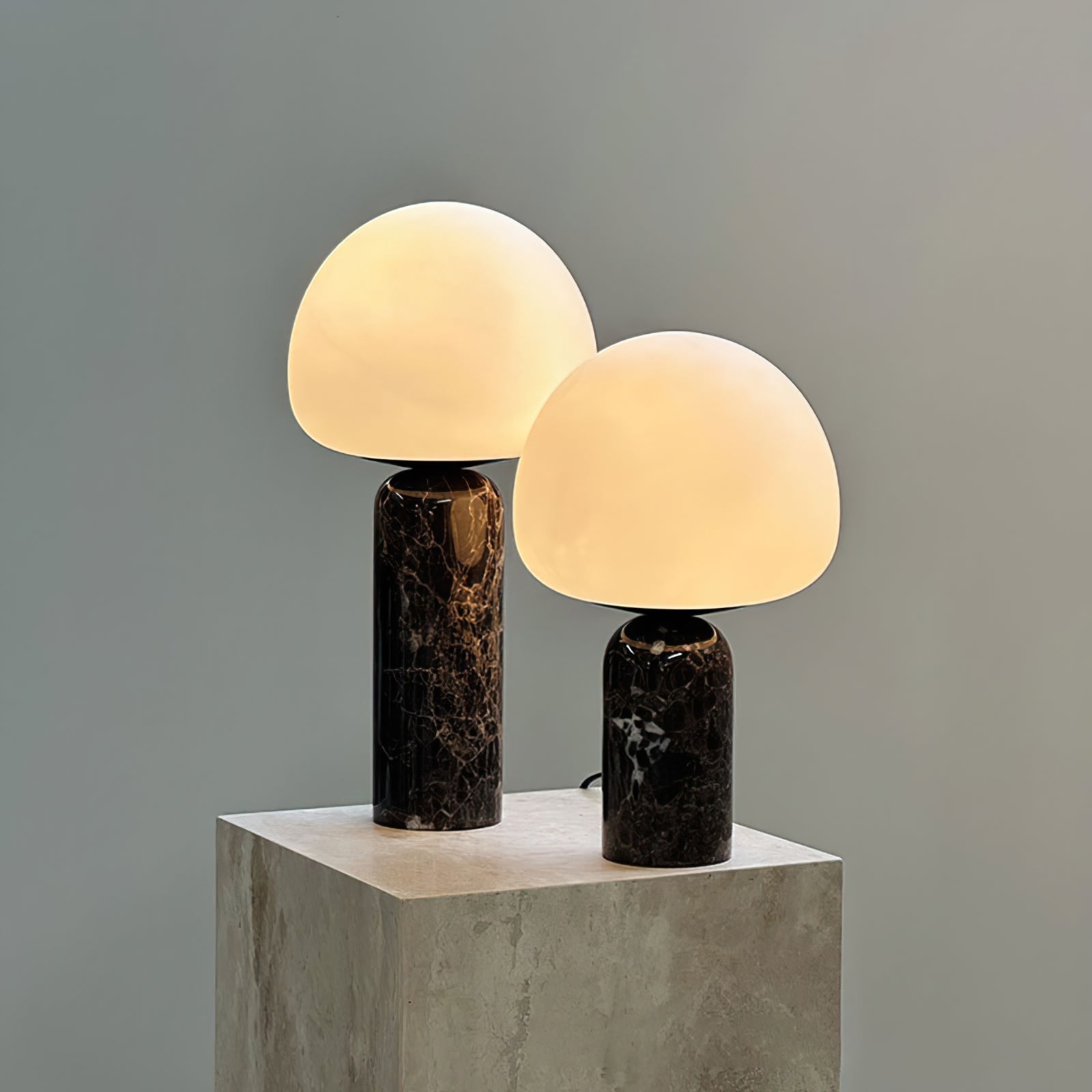 Elegant Table Lamp with Marble Base and Glass Shade – Minimalist Nightstand or Desk Lamp 5