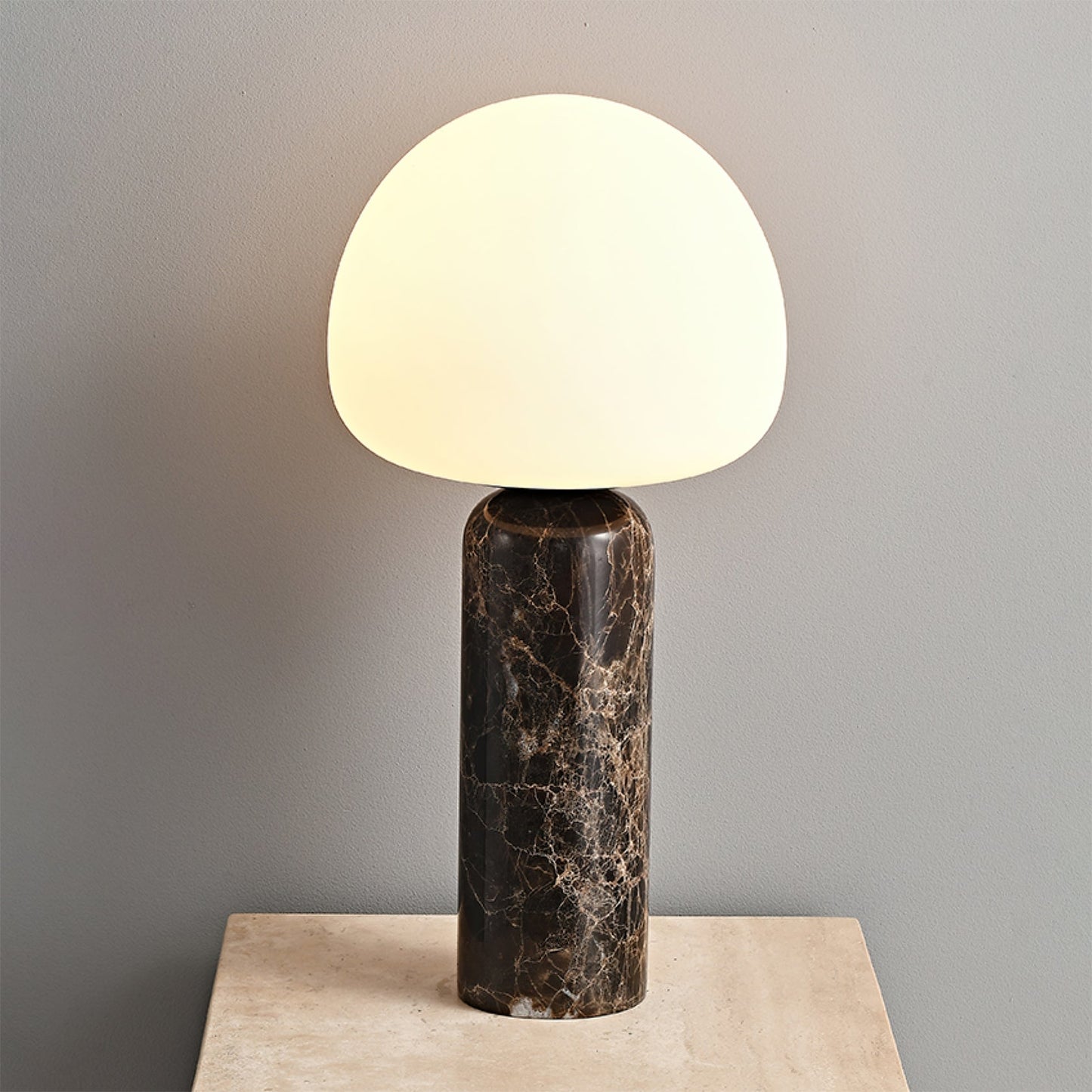 Elegant Table Lamp with Marble Base and Glass Shade – Minimalist Nightstand or Desk Lamp 6