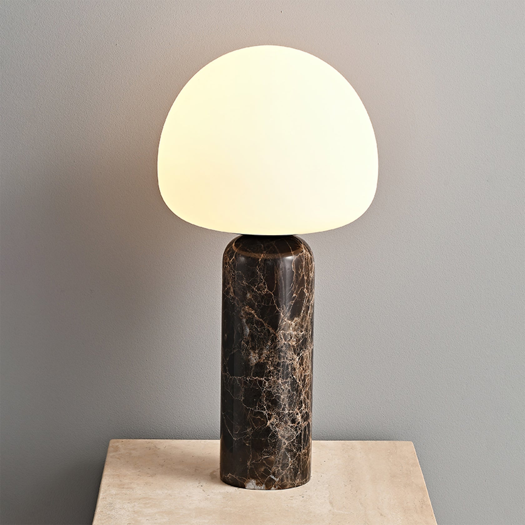 Elegant Table Lamp with Marble Base and Glass Shade – Minimalist Nightstand or Desk Lamp 6