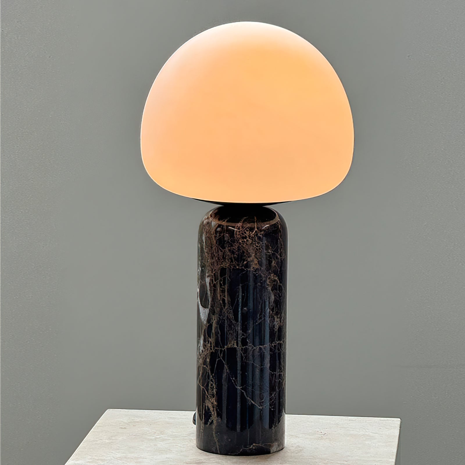 Elegant Table Lamp with Marble Base and Glass Shade – Minimalist Nightstand or Desk Lamp 8