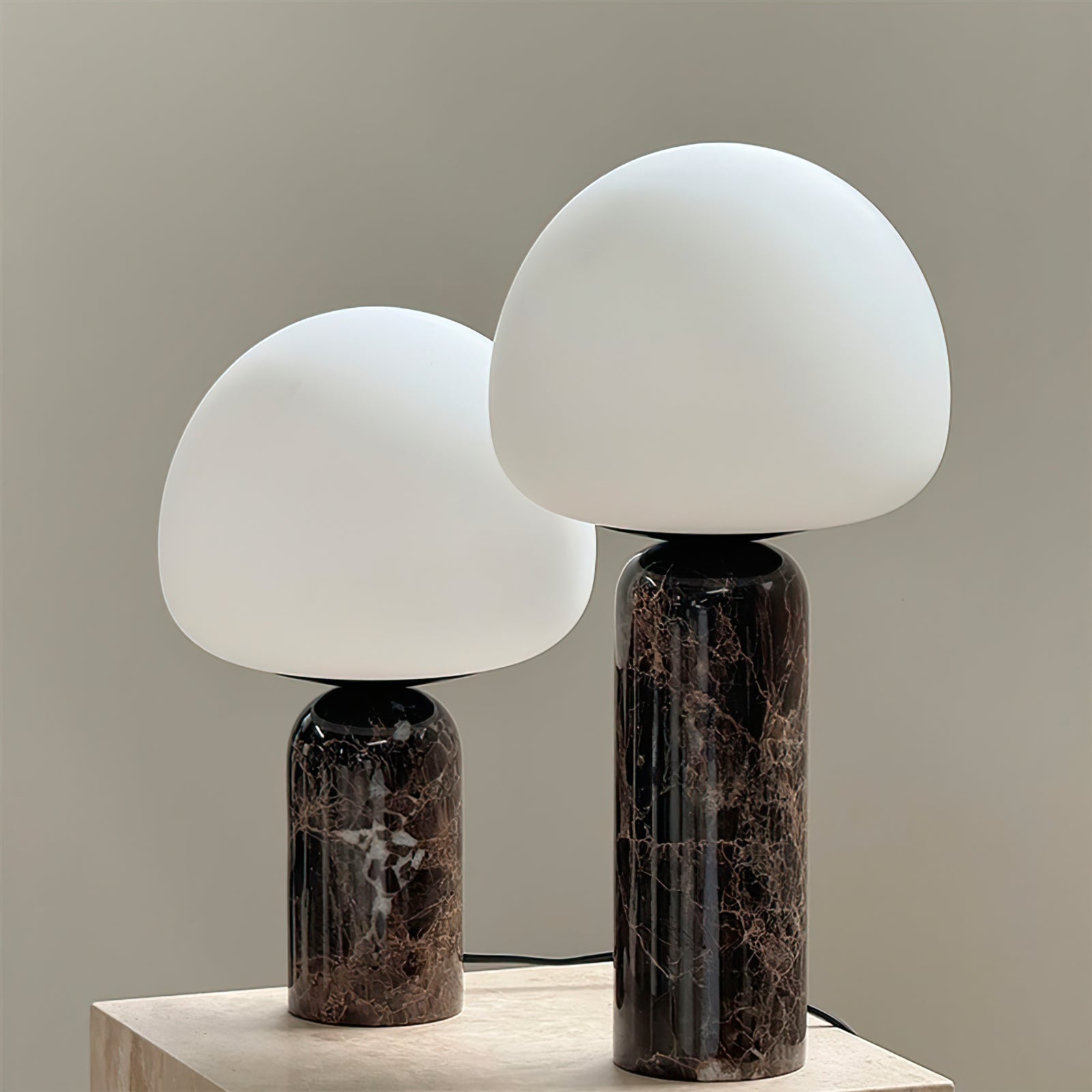 Elegant Table Lamp with Marble Base and Glass Shade – Minimalist Nightstand or Desk Lamp 9