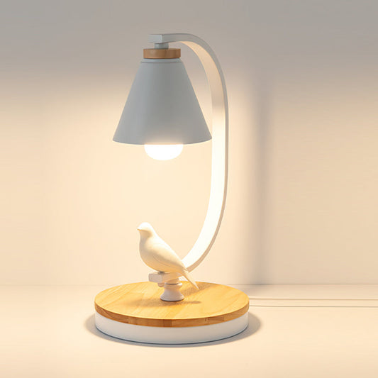 Charming Table Lamp with Wood Base and Bird Accent – Soft Light for Bedroom or Living Room 1