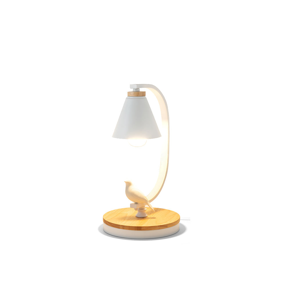 Charming Table Lamp with Wood Base and Bird Accent – Soft Light for Bedroom or Living Room 2