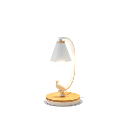 Charming Table Lamp with Wood Base and Bird Accent – Soft Light for Bedroom or Living Room 2