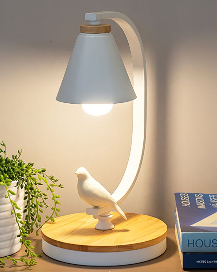 Charming Table Lamp with Wood Base and Bird Accent – Soft Light for Bedroom or Living Room 8