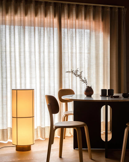 Linen Table Lamp with Solid Wood Base – Modern Bedroom or Desk Lamp for Ambient Lighting 8