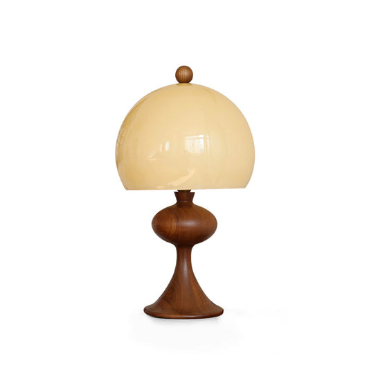 Minimalist Table Lamp with Glass Shade and Wood Accents – 19.7 Height, Ideal for Bedside or Desk 1