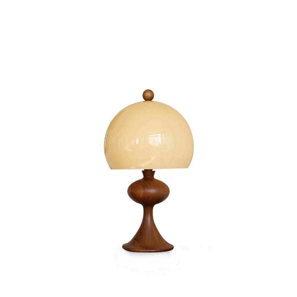 Minimalist Table Lamp with Glass Shade and Wood Accents – 19.7 Height, Ideal for Bedside or Desk 2