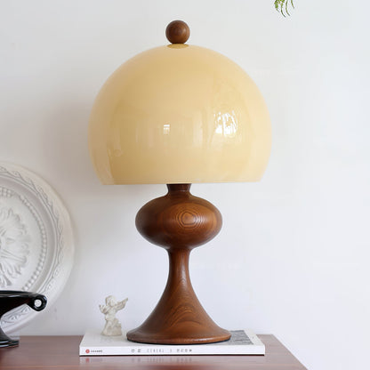 Minimalist Table Lamp with Glass Shade and Wood Accents – 19.7 Height, Ideal for Bedside or Desk 3