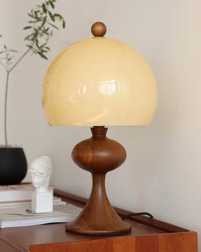 Minimalist Table Lamp with Glass Shade and Wood Accents – 19.7 Height, Ideal for Bedside or Desk 4