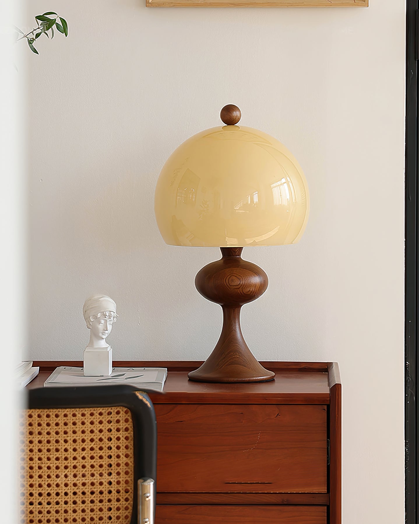 Minimalist Table Lamp with Glass Shade and Wood Accents – 19.7 Height, Ideal for Bedside or Desk 6