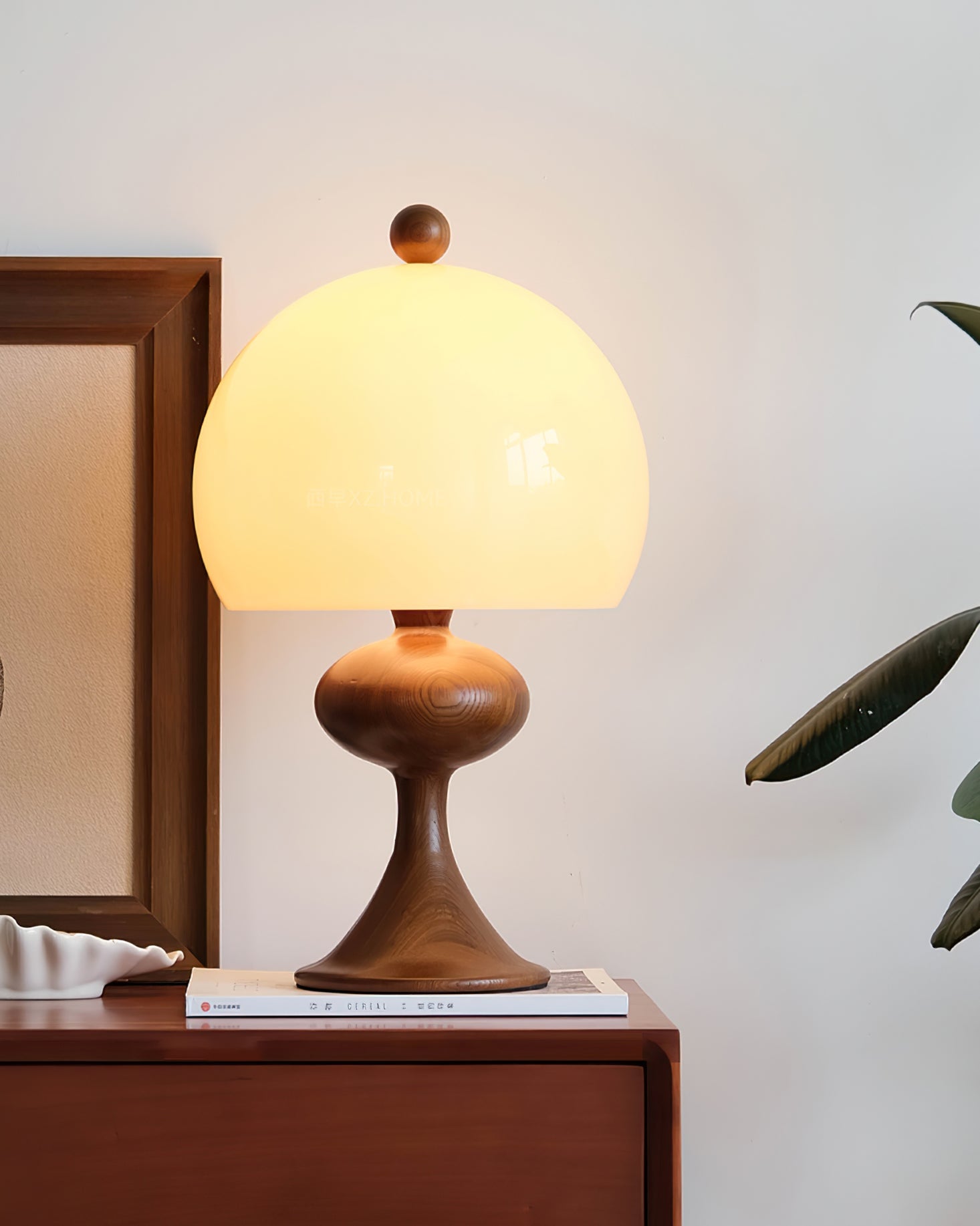 Minimalist Table Lamp with Glass Shade and Wood Accents – 19.7 Height, Ideal for Bedside or Desk 7