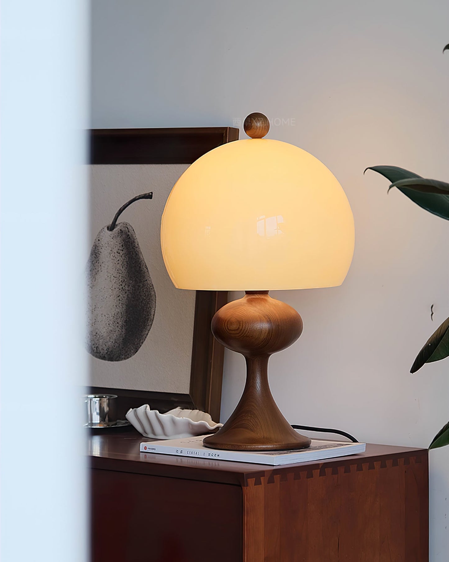 Minimalist Table Lamp with Glass Shade and Wood Accents – 19.7 Height, Ideal for Bedside or Desk 9