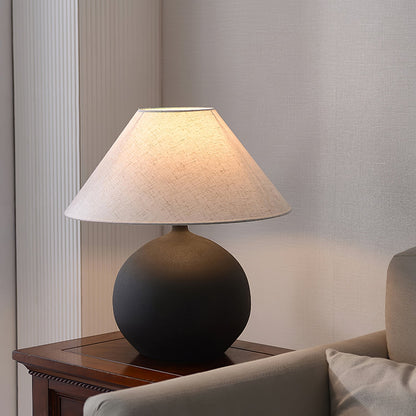 Ceramic Table Lamp with Grey Linen Shade – 45cm Diameter Bedroom or Desk Lamp 6