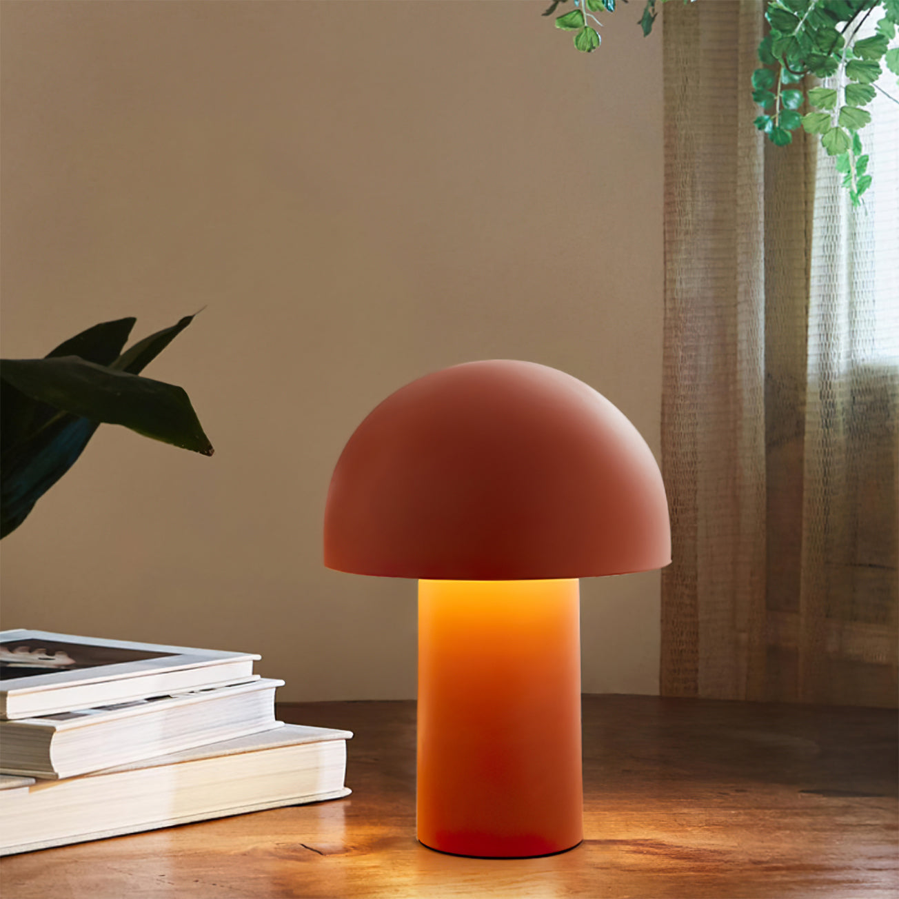 Modern Mushroom-Shaped Table Lamp with Warm Glow – Stylish Bedside or Desk Lamp in White and Orange 5