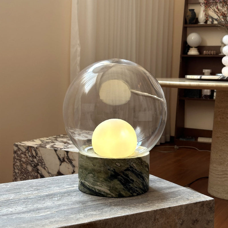 Lilly Table Lamp with Marble Base and Glass Globe – Modern Bedside or Desk Lamp 1
