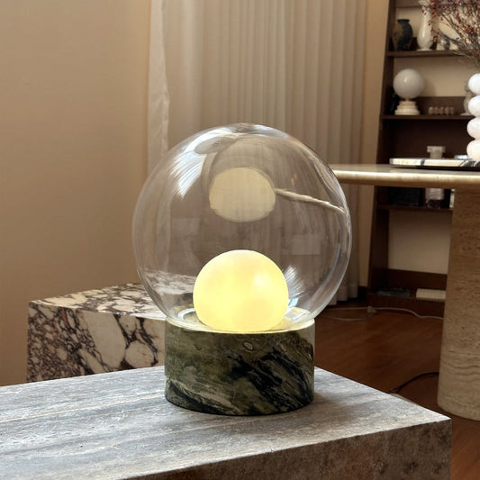 Lilly Table Lamp with Marble Base and Glass Globe – Modern Bedside or Desk Lamp 1